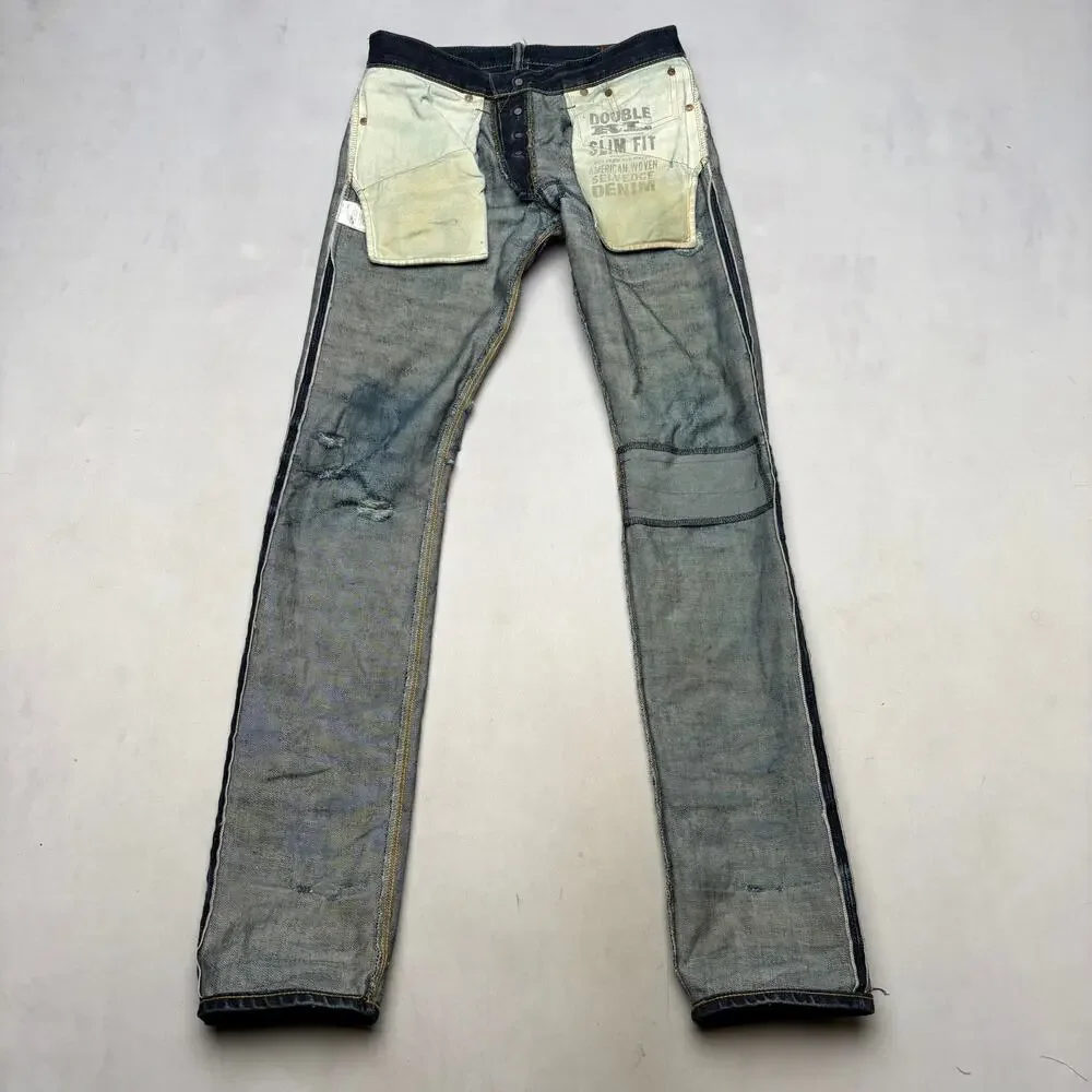 RRL Double RL Slim Fit Japan Woven Selvedge Denim Jeans Men's 30x32 Whiskering